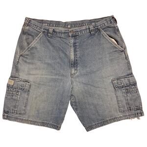 VINTAGE WRANGLER ORIGINALS BLUE DENIM JEAN SHORTS SIZE - 38